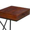 Wooden Sofa Side Table with 1 Drawer and Metal Frame Brown and Black By The Urban Port UPT-242947