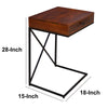 Wooden Sofa Side Table with 1 Drawer and Metal Frame Brown and Black By The Urban Port UPT-242947