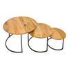 Round Wooden Nesting Coffee Table with Metal Frame Set of 3 Brown and Black By The Urban Port UPT-242949