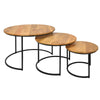 Round Wooden Nesting Coffee Table with Metal Frame Set of 3 Brown and Black By The Urban Port UPT-242949