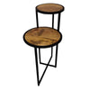 Two Tier Round Wooden Side Table with Metal Frame Brown and Brass By The Urban Port UPT-242952