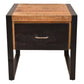 24 Inch Single Drawer Wooden Side Table with Metal Frame Brown and Black By The Urban Port UPT-242953