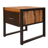 24 Inch Single Drawer Wooden Side Table with Metal Frame Brown and Black By The Urban Port UPT-242953