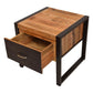 24 Inch Single Drawer Wooden Side Table with Metal Frame Brown and Black By The Urban Port UPT-242953