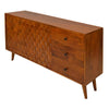 2 Door Wooden TV Console with 3 Drawers and Honeycomb Design Walnut Brown By The Urban Port UPT-242956