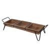 Artisinal Wood Serving Tray 3 Seperate Sections and Metal Frame Brown Black By The Urban Port UPT-250431