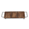 Artisinal Wood Serving Tray 3 Seperate Sections and Metal Frame Brown Black By The Urban Port UPT-250431