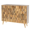 Sideboard with 2 Honeycomb Inlaid Doors and Wooden Frame Natural Brown By The Urban Port UPT-262406