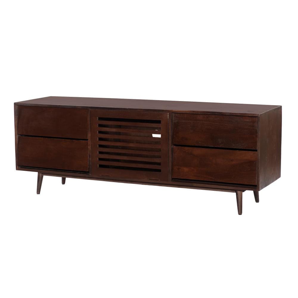 TV Cabinet with 4 Drawers and Wooden Frame Walnut Brown By The Urban Port UPT-262408