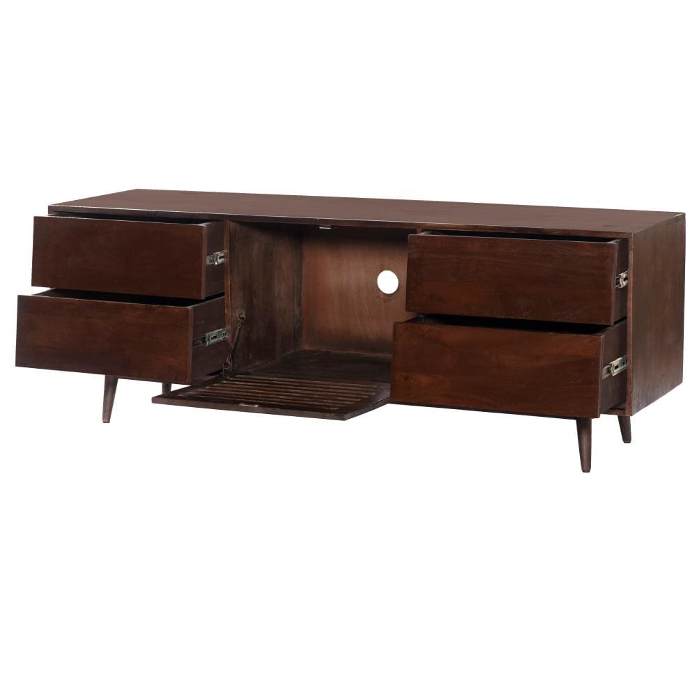 TV Cabinet with 4 Drawers and Wooden Frame Walnut Brown By The Urban Port UPT-262408