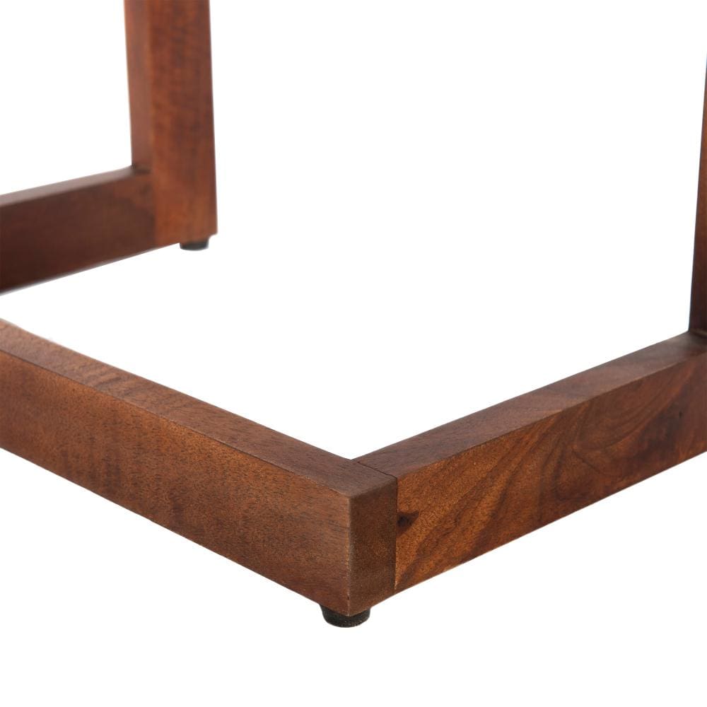 C Shaped Side Table with Wooden Frame Brown By The Urban Port UPT-262410