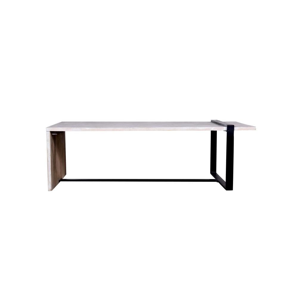 Farmhouse Rectangular Coffee Table with Wooden Top and Geometric Metal Frame Gray and Black By The Urban Port UPT-263595