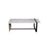 Farmhouse Rectangular Coffee Table with Wooden Top and Geometric Metal Frame Gray and Black By The Urban Port UPT-263595