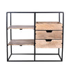 35 Inch Glass Top Rectangular Writing Desk 3 Drawers Metal Frame Natural Brown and Black By The Urban Port UPT-263596