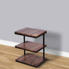 Industrial End Table with 3 Tier Wooden Shelves and Metal Frame Brown and Black By The Urban Port UPT-263597