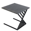 Industrial End Table with Square Wood Top C Shaped Metal Frame Gray and Black By The Urban Port UPT-263761