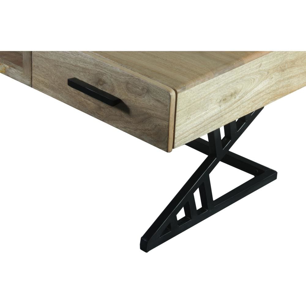 Industrial Mango Wood Coffee Table with 1 Drawer and Tubular Metal Frame Gray and Black By The Urban Port UPT-263762