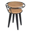 Industrial End Table with 2 Tier Round Wooden Shelving and Metal Frame White Oak and Black By The Urban Port UPT-263764