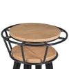 Industrial End Table with 2 Tier Round Wooden Shelving and Metal Frame White Oak and Black By The Urban Port UPT-263764