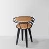 Industrial End Table with 2 Tier Round Wooden Shelving and Metal Frame White Oak and Black By The Urban Port UPT-263764