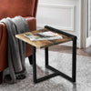 Industrial Minimalistic End Table with Mango Wood Top and Metal Frame, Brown and Black By The Urban Port