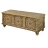 Wooden Trunk with Lift Top Storage and Medallion Wood Carving Distressed Brown By The Urban Port UPT-263768