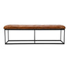 Accent Bench with Tufted Leatherette Seat and Metal Frame Caramel Brown and Black By The Urban Port UPT-263780