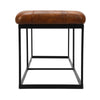 Accent Bench with Tufted Leatherette Seat and Metal Frame Caramel Brown and Black By The Urban Port UPT-263780