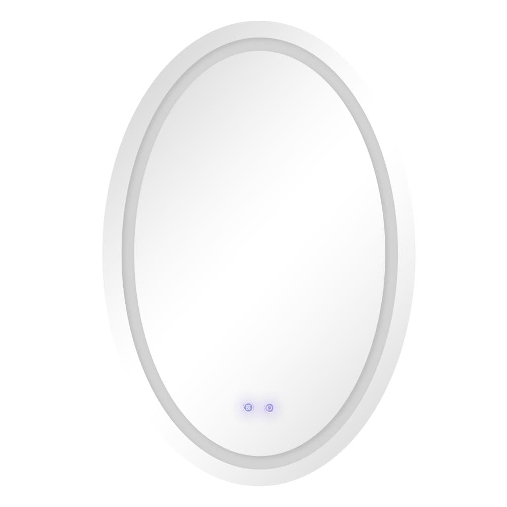 Oval LED Wall Mirror with Metal Encasing and Frosted Edges Silver By The Urban Port UPT-266402