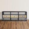 Carson 3 Drawer TV Cabinet Console with Metal Frame and 3 Open Compartments Brown and Black By The Urban Port UPT-270554