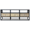 Carson 3 Drawer TV Cabinet Console with Metal Frame and 3 Open Compartments Brown and Black By The Urban Port UPT-270554