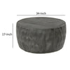 33 Inch Wooden Round Drum Coffee Table with Geometric Carved Pattern Gray By The Urban Port UPT-270557