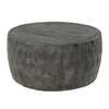 33 Inch Wooden Round Drum Coffee Table with Geometric Carved Pattern Gray By The Urban Port UPT-270557