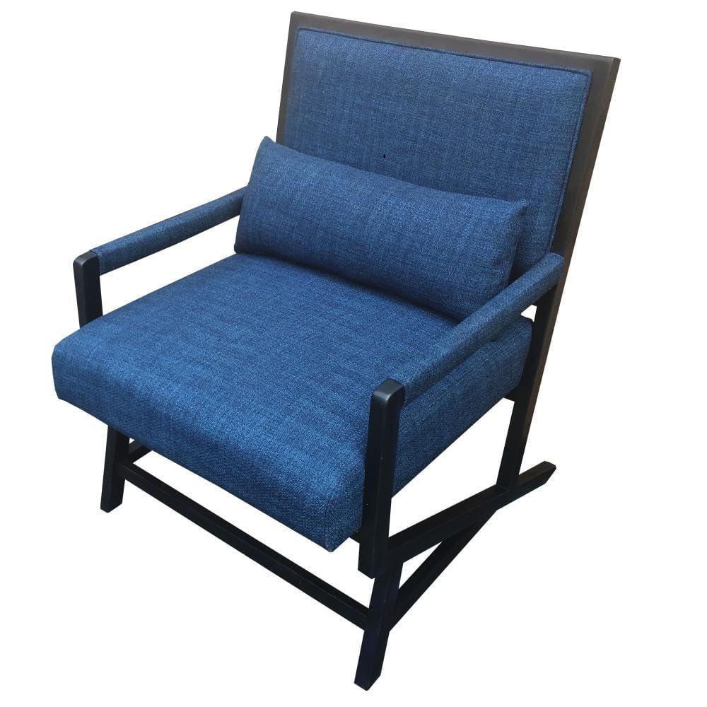 Upholstered Armchair Accent chair with Wood Frame Set of 2 Blue and Black By The Urban Port UPT-270568