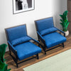 Upholstered Armchair Accent chair with Wood Frame, Set of 2, Blue and Black By The Urban Port