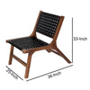 Mid Century Solid Wood Accent Chair with Woven Leather Seat Dark Brown and Black By The Urban Port UPT-271292