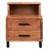 22 Inch Acacia Wood Nightstand Bedside Table with 2 Drawers and Open Cubby Walnut Brown By The Urban Port UPT-272520