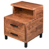 22 Inch Acacia Wood Nightstand Bedside Table with 2 Drawers and Open Cubby Walnut Brown By The Urban Port UPT-272520