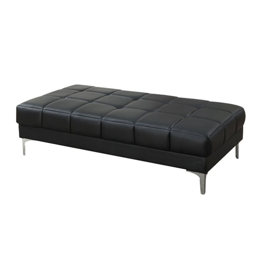 Modish Bonded Leather Ottoman In Black