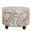 Paisley Pattern Fabric Upholstered Wooden Ottoman with Hidden Storage, Multicolor -  By Casagear Home