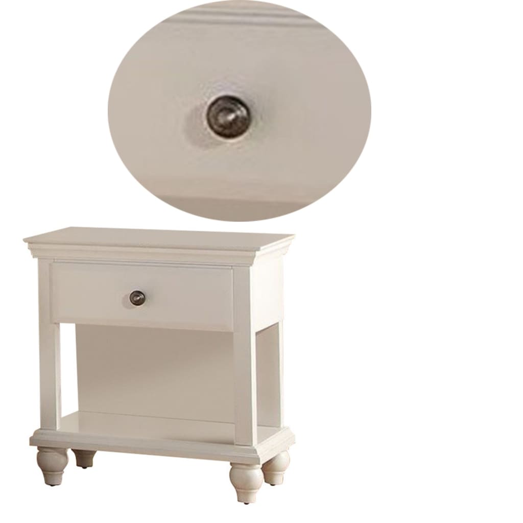 Poplar Wood Night Stand With Spacious Storage White PDX-F4349