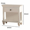 Poplar Wood Night Stand With Spacious Storage White PDX-F4349