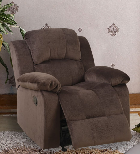 Rocker Recliner In Choco Brown Suede Fabric