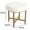 Round Shape Metal Framed Stool with Velvet Upholstered Seat White and Gold - K7399-B118 KFN-K7399-B118