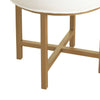 Round Shape Metal Framed Stool with Velvet Upholstered Seat White and Gold - K7399-B118 KFN-K7399-B118