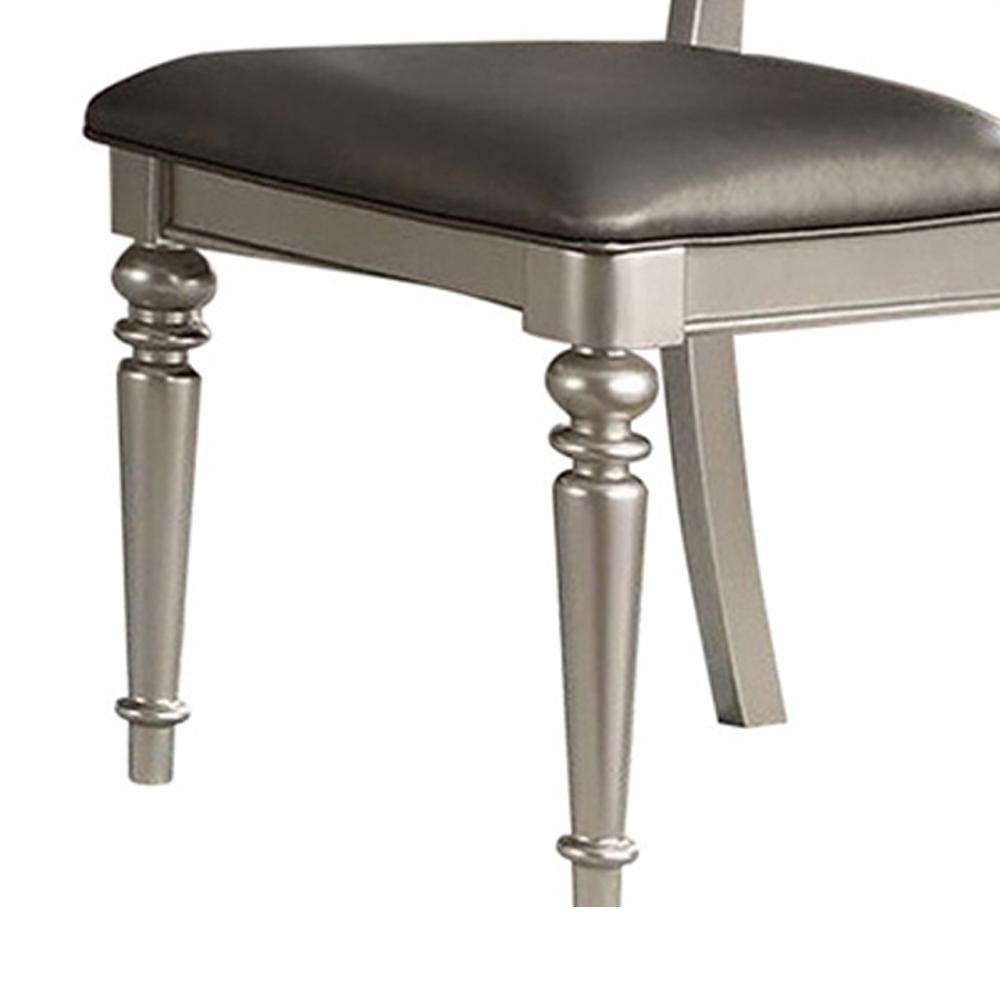 Rubber Wood Dining Chair With Diamond Tufted Back Set Of 2 Gray PDX-F1705