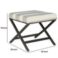 Stripe Pattern Fabric Upholstered Ottoman with X Shape Metal Legs Cream and Gray - K7401-F2060 KFN-K7401-F2060