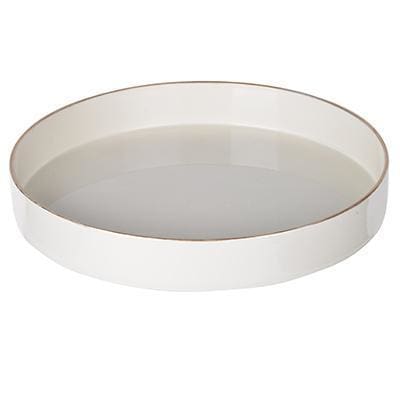 Sturdy Wooden Round Tray White ABH-42537-WHIT