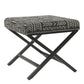 Tribal Pattern Fabric Upholstered Ottoman with X Shape Metal Legs, Black and Cream - K7401-F2267 By Casagear Home